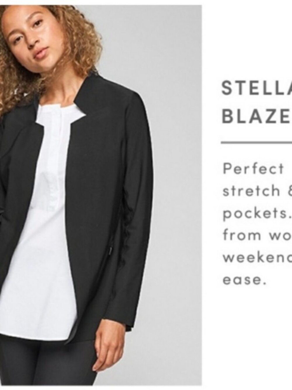 Athleta Cosmic Blazer Black XSP Petite Stretch Travel Work Athleisure Jacket - Picture 5 of 11